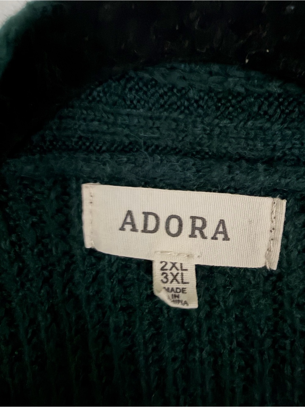 ADORA Deep Green Open-Front Ribbed Cardigan - Picture 2 of 2